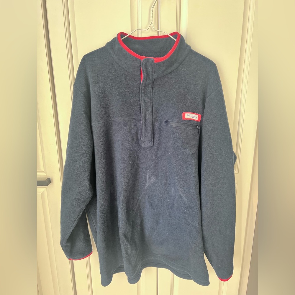Mens Columbia 1/4 button up fleece size xl (navy blue)